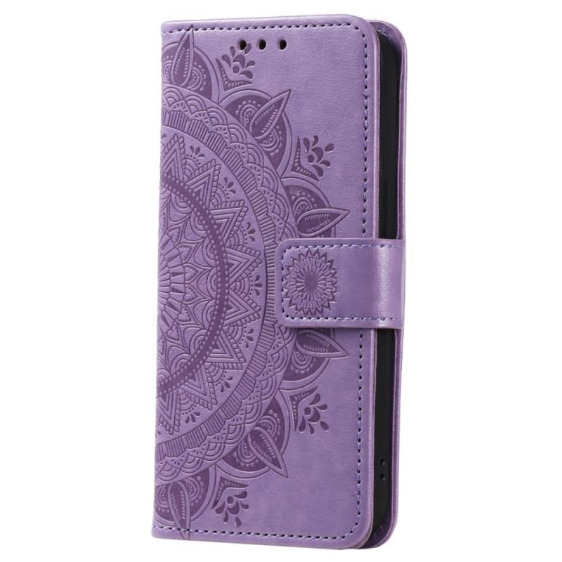 Capa De Couro Para Xiaomi Redmi Note 12 4G Mandala Sol Com Cordão
