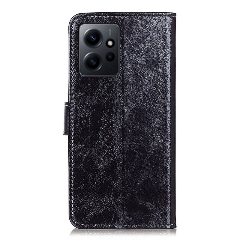 Capa Em Pele Para Xiaomi Redmi Note 12 4G Envernizado Com Costuras Visíveis