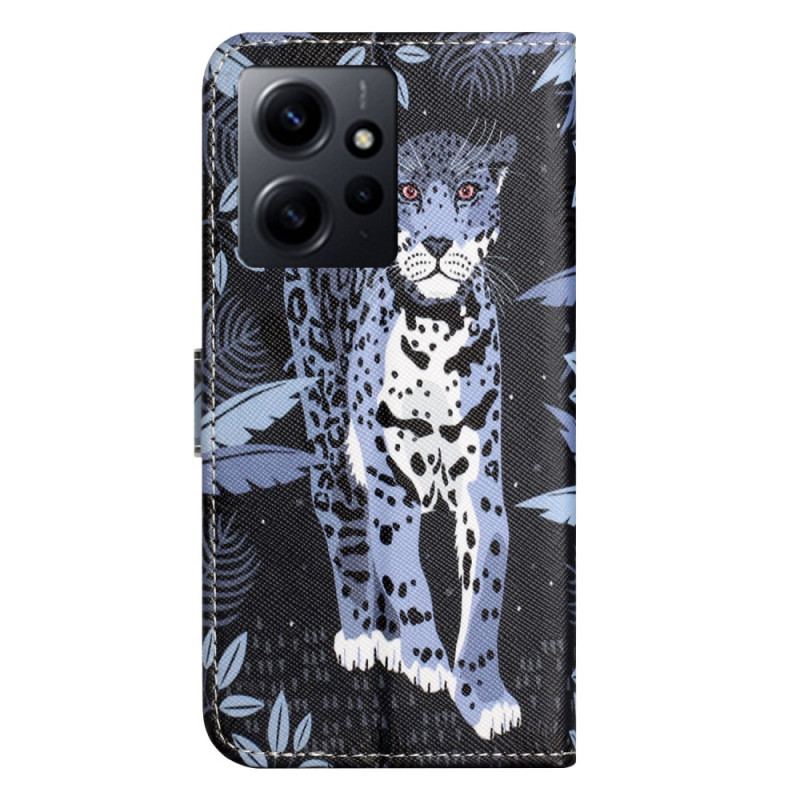 Capa Flip Para Xiaomi Redmi Note 12 4G De Cordão Leopardo Strappy