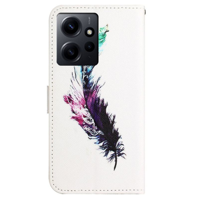 Capa Flip Para Xiaomi Redmi Note 12 4G De Cordão Pena Com Cordão