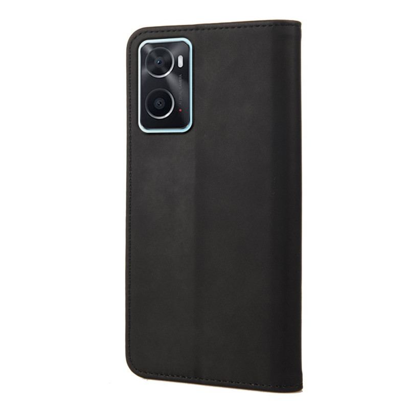 Capa De Celular Para Realme 9i Flip Efeito Couro Empresarial Em Dois Tons