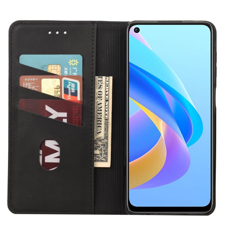 Capa De Celular Para Realme 9i Flip Efeito Couro Empresarial Em Dois Tons