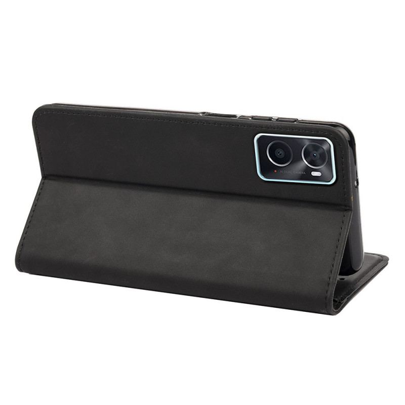 Capa De Celular Para Realme 9i Flip Efeito Couro Empresarial Em Dois Tons