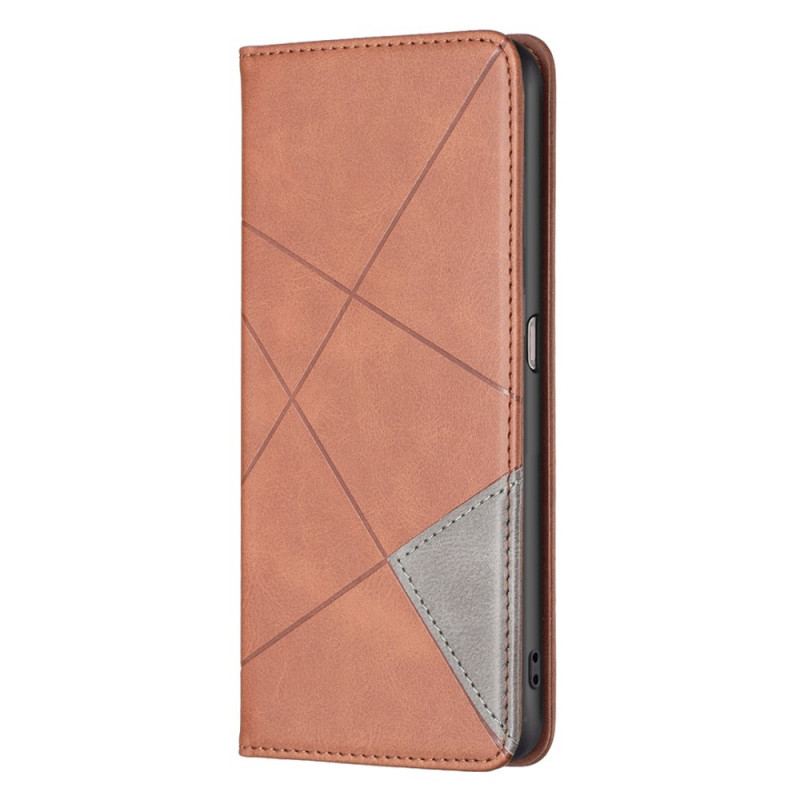 Capa De Celular Para Realme 9i Flip Linhas Diagonais Padrão De Couro Sintético