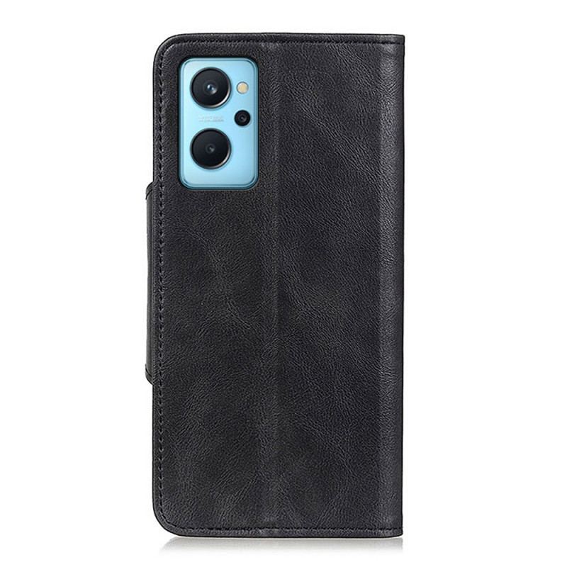 Capa De Couro Para Realme 9i Botão De Couro Falso