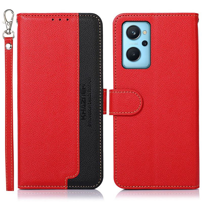Capa Em Pele Para Realme 9i Carteira Bicolor