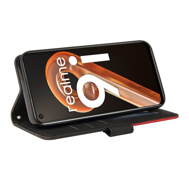 Capa Flip Para Realme 9i Alça Com Padrão Forrado