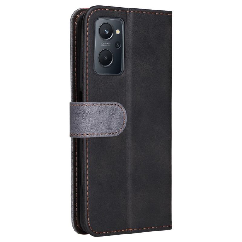 Capa Flip Para Realme 9i De Cordão Correia De Dois Tons