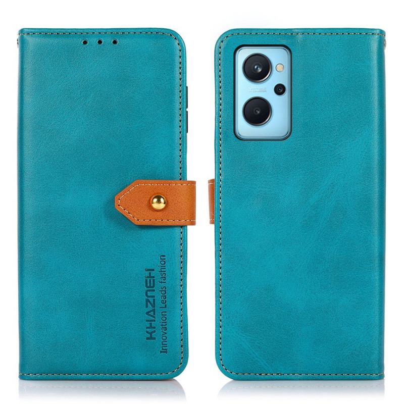 Capa Folio Para Realme 9i Fecho Dourado Bicolor Khazneh