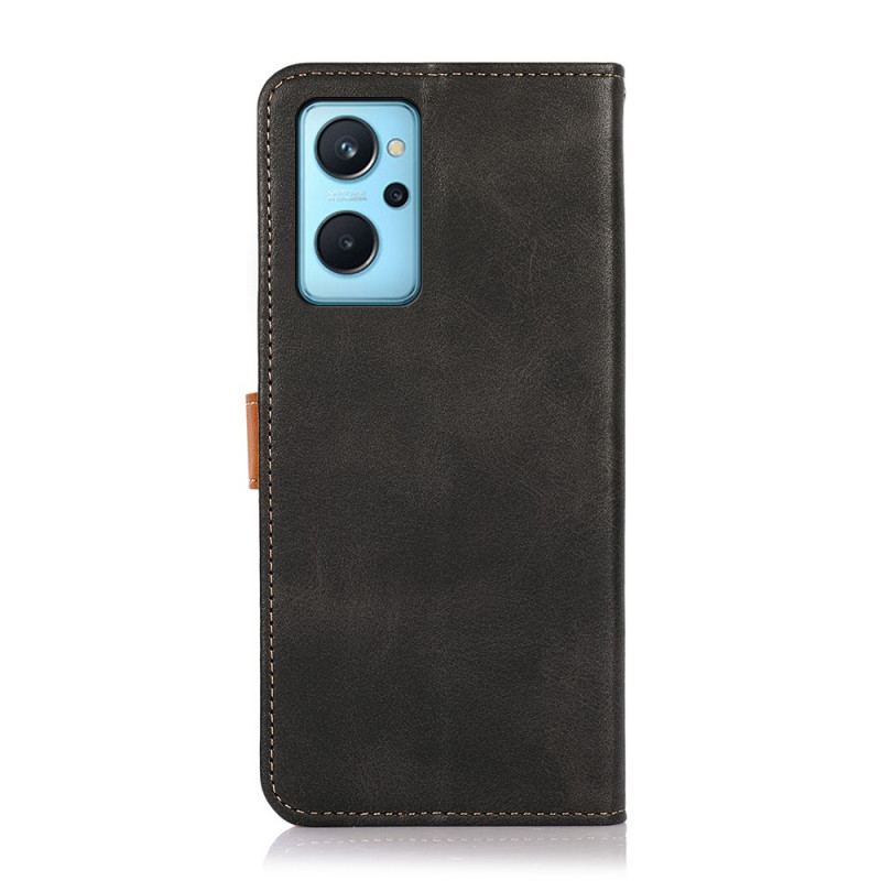 Capa Folio Para Realme 9i Fecho Dourado Bicolor Khazneh
