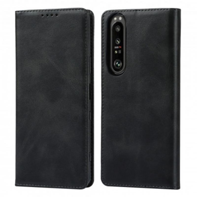 Capa De Celular Para Sony Xperia 1 III Flip Couro Genuíno Clássico