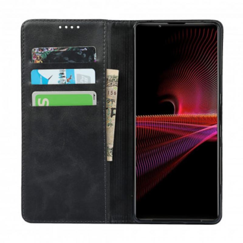 Capa De Celular Para Sony Xperia 1 III Flip Couro Genuíno Clássico