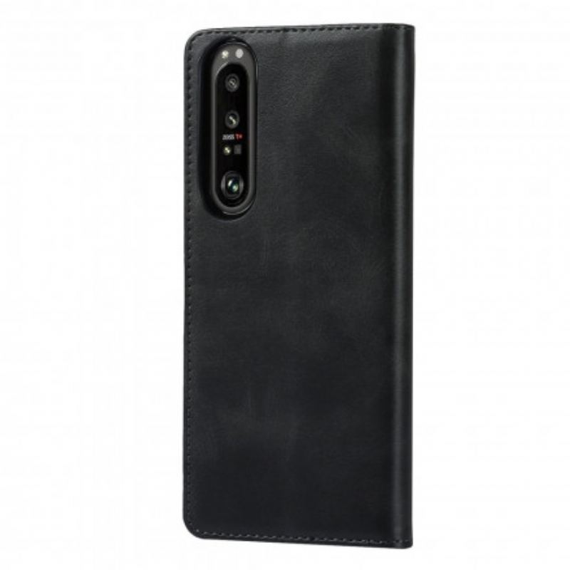 Capa De Celular Para Sony Xperia 1 III Flip Couro Genuíno Clássico