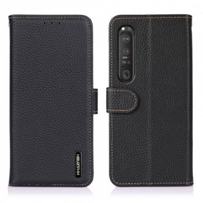 Capa De Couro Para Sony Xperia 1 III Khazneh Lichia Couro