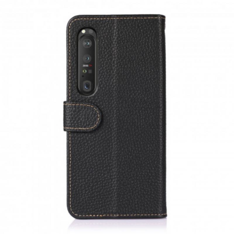 Capa De Couro Para Sony Xperia 1 III Khazneh Lichia Couro