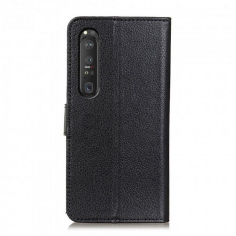 Capa Flip Para Sony Xperia 1 III Couro Sintético De Lichia