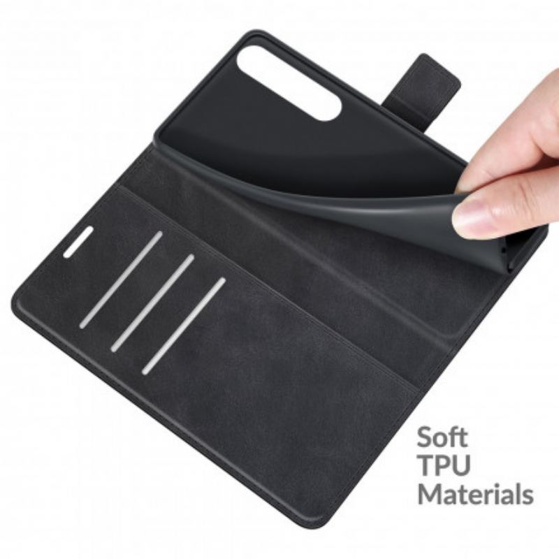 Capa Flip Para Sony Xperia 1 III Efeito De Couro Extremo Fino