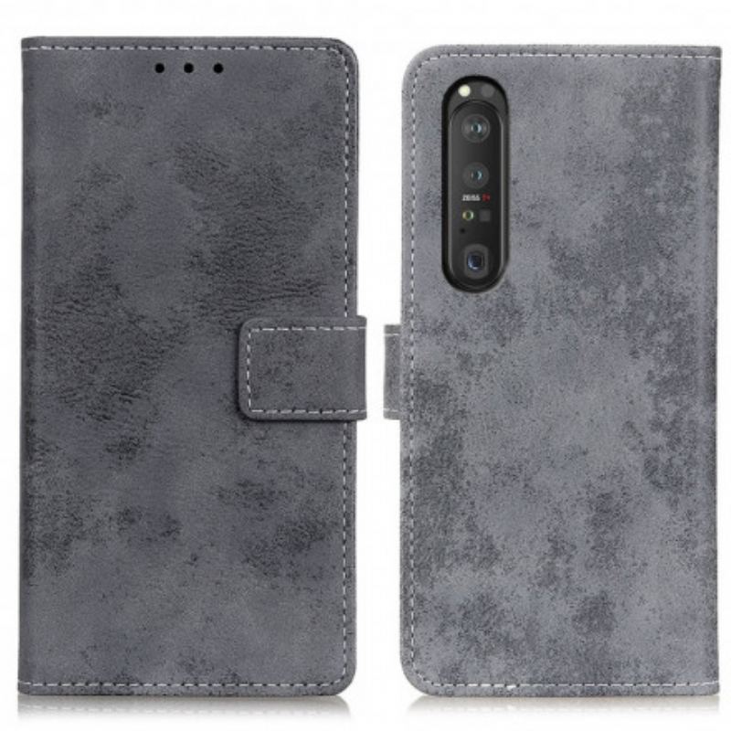 Capa Flip Para Sony Xperia 1 III Efeito Couro Vintage