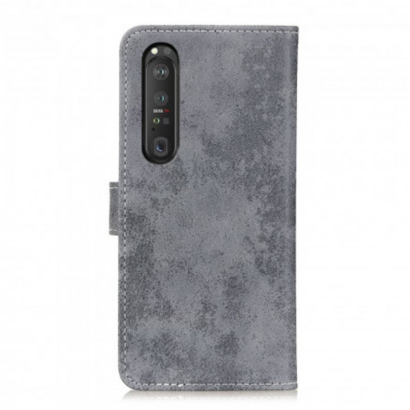 Capa Flip Para Sony Xperia 1 III Efeito Couro Vintage