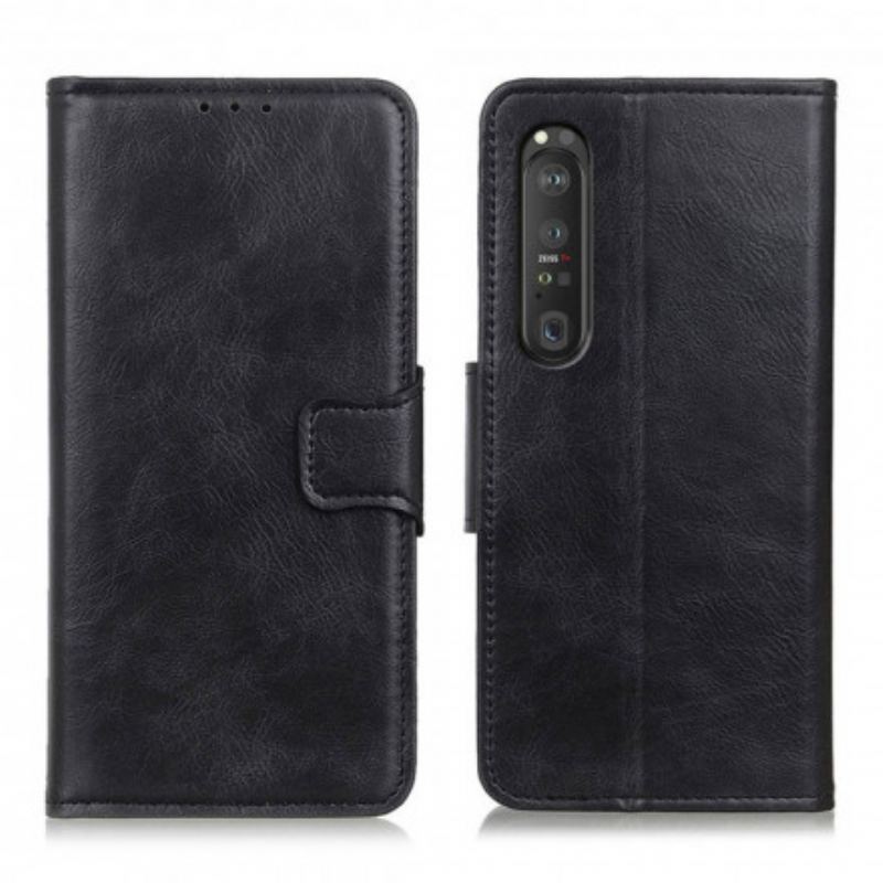 Capa Folio Para Sony Xperia 1 III Fecho Reversível Efeito Couro