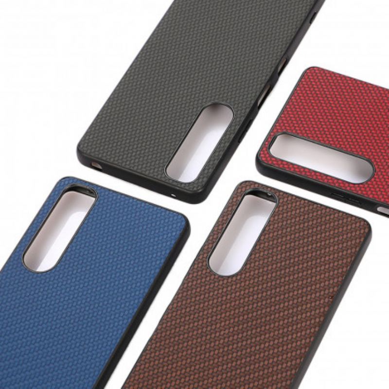 Capa Para Sony Xperia 1 III Textura De Fibra De Carbono Efeito Couro
