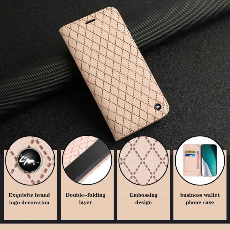 Capa De Celular Para Poco X4 Pro 5G Flip Diamantes De Lichia De Couro Sintético