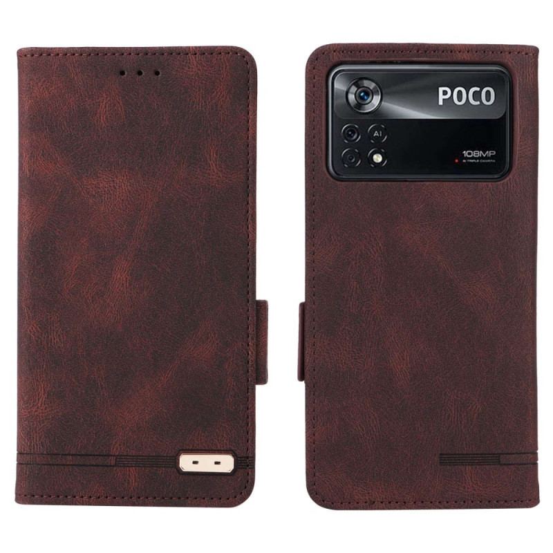 Capa De Celular Para Poco X4 Pro 5G Flip Efeito Couro Elegante