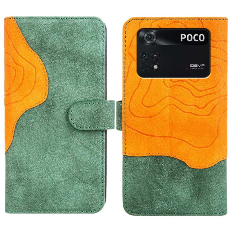Capa De Couro Para Poco X4 Pro 5G Estilo Artístico De Madeira