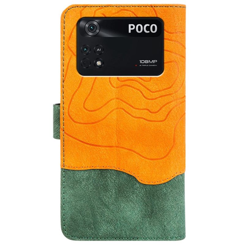 Capa De Couro Para Poco X4 Pro 5G Estilo Artístico De Madeira