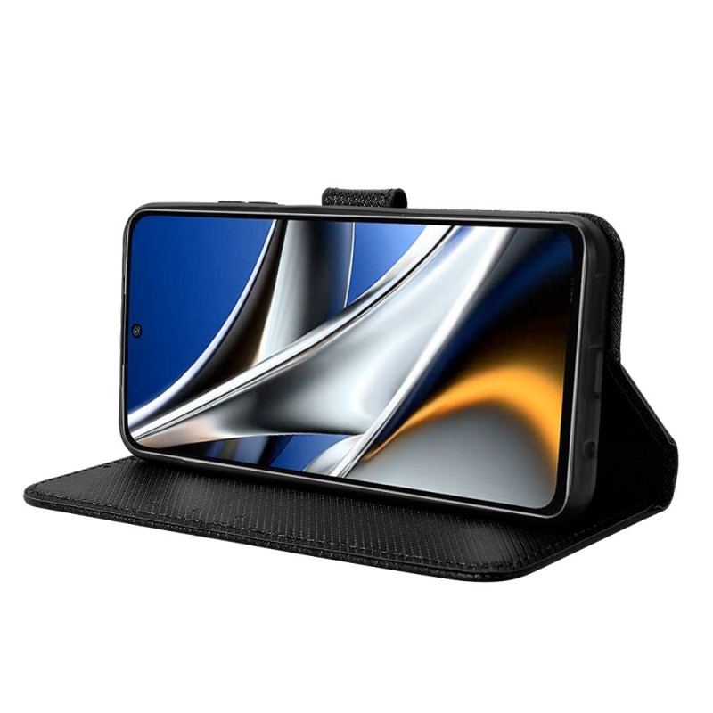 Capa Em Pele Para Poco X4 Pro 5G De Cordão Padrões De Tiras