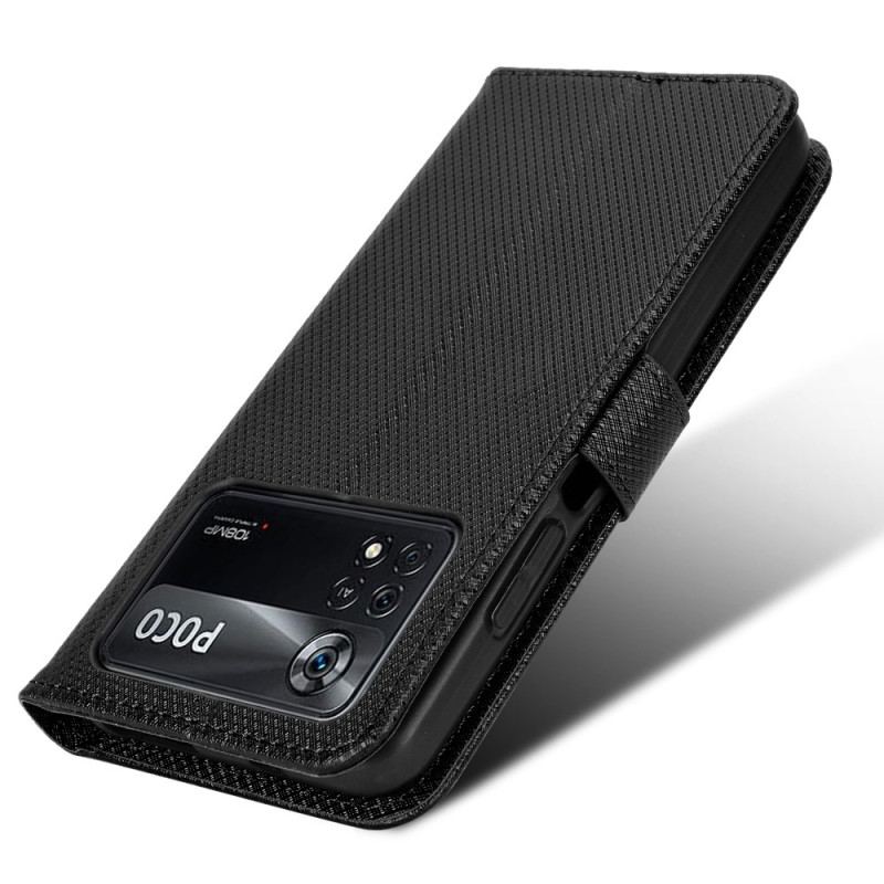 Capa Em Pele Para Poco X4 Pro 5G De Cordão Padrões De Tiras