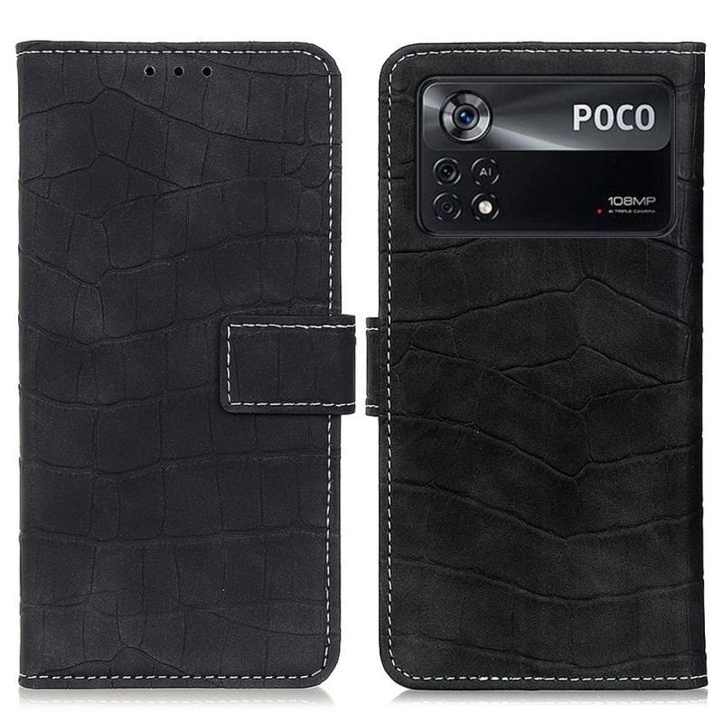 Capa Em Pele Para Poco X4 Pro 5G Efeito Pele De Crocodilo