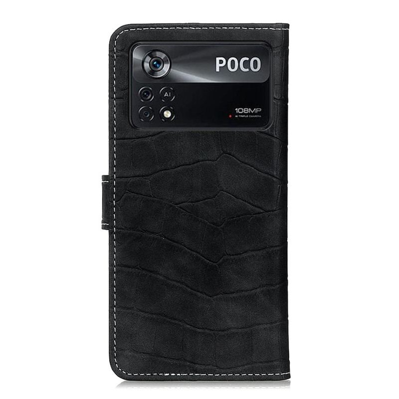 Capa Em Pele Para Poco X4 Pro 5G Efeito Pele De Crocodilo