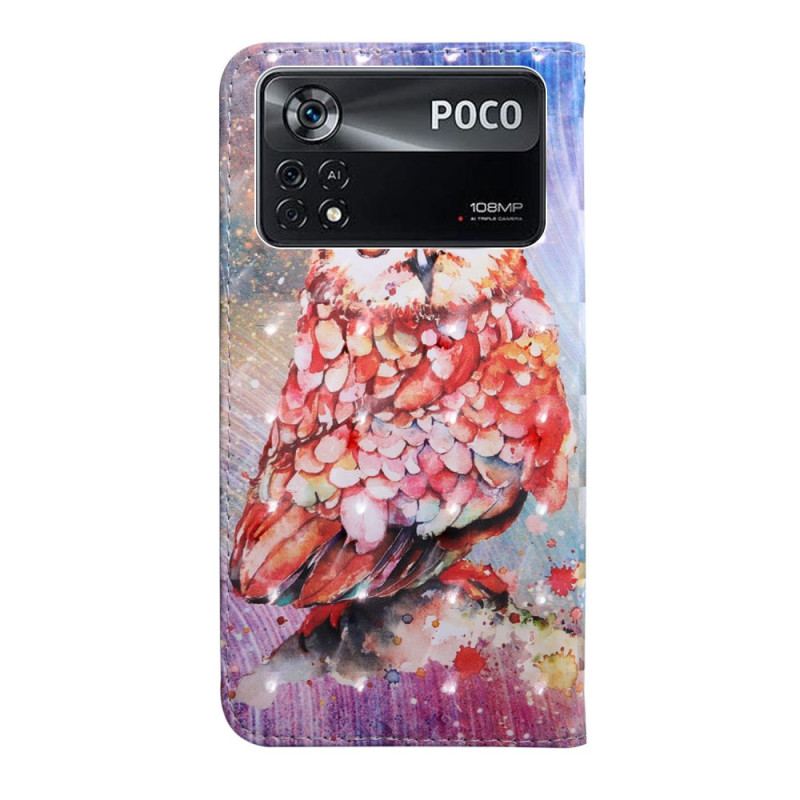 Capa Flip Para Poco X4 Pro 5G De Cordão Coruja Tanga