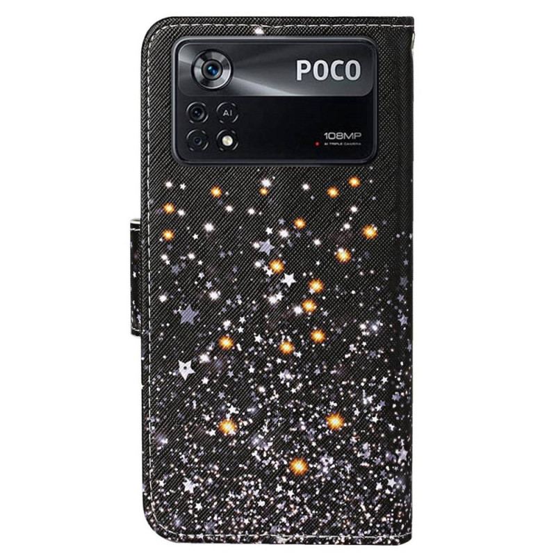 Capa Flip Para Poco X4 Pro 5G De Cordão Efeito Strappy Glitter