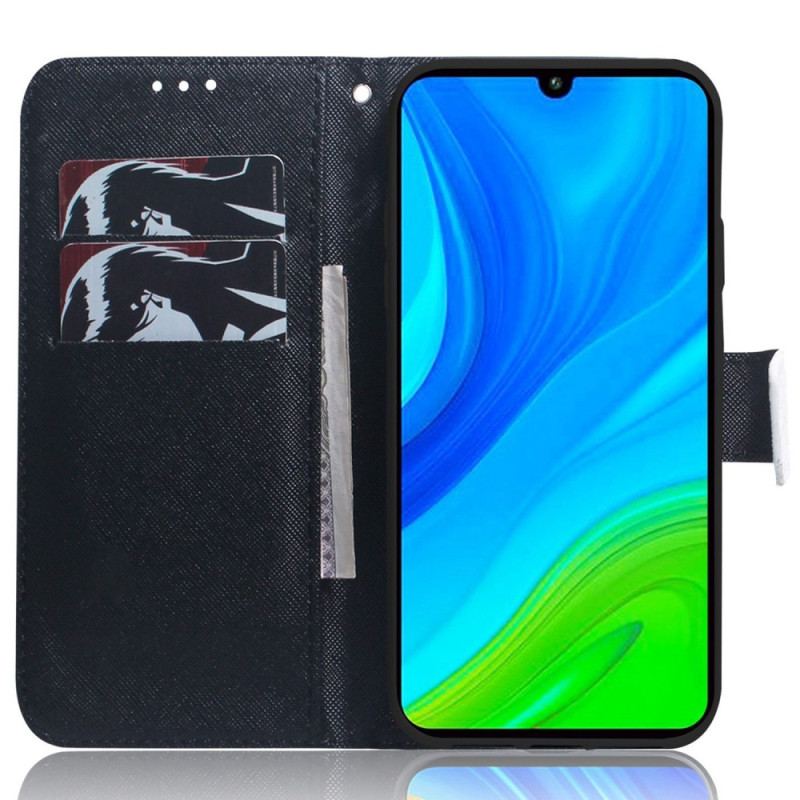 Capa Flip Para Poco X4 Pro 5G De Cordão Gato Preto Gato Branco Com Alça