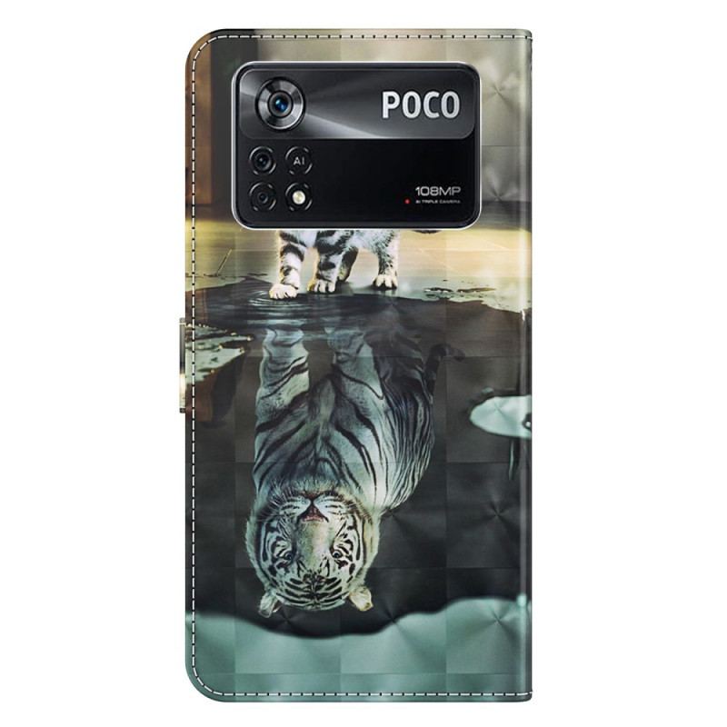 Capa Flip Para Poco X4 Pro 5G De Cordão Sonho De Gatinha Strappy