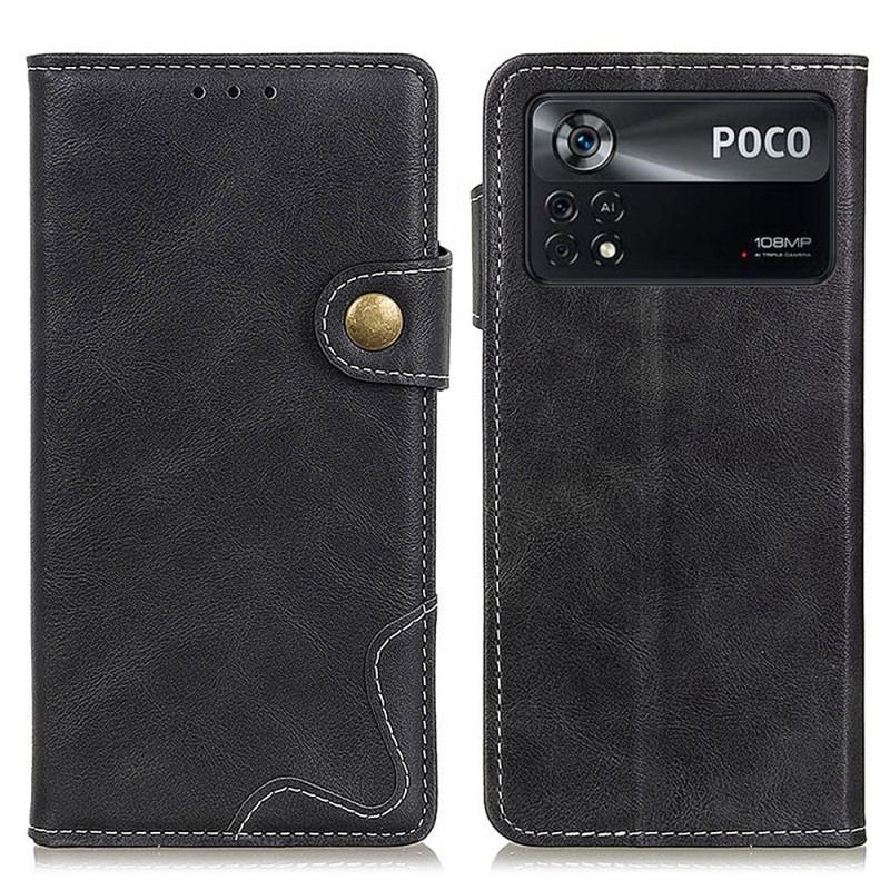 Capa Flip Para Poco X4 Pro 5G Costura Artística