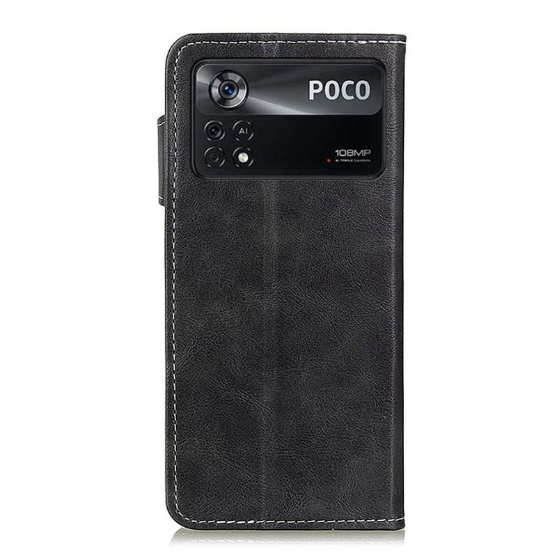 Capa Flip Para Poco X4 Pro 5G Costura Artística