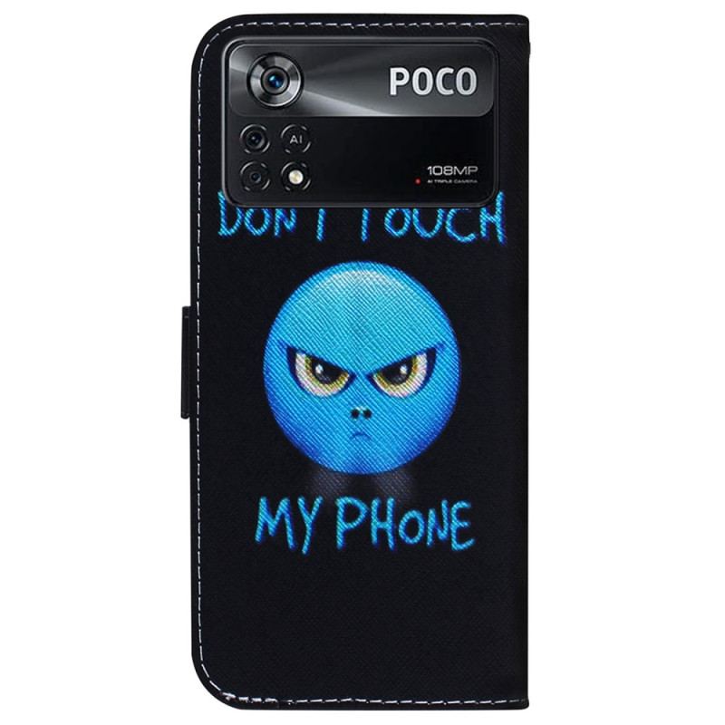Capa Flip Para Poco X4 Pro 5G Emoji Não Toque No Meu Telefone