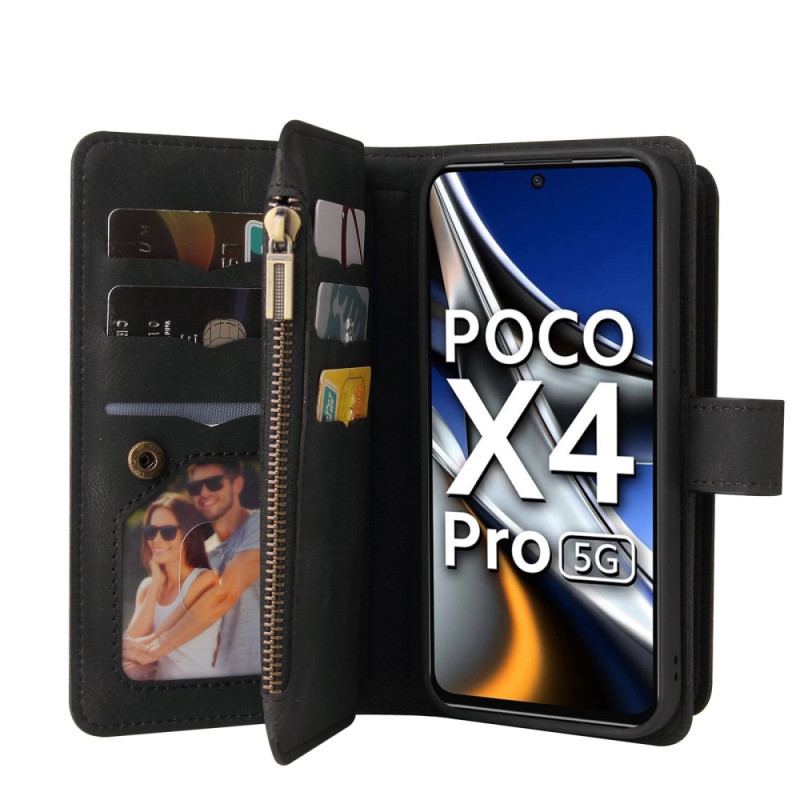 Capa Flip Para Poco X4 Pro 5G Titulares De Cartão Otimizados Multifuncionais