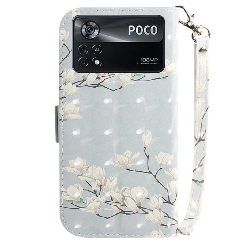 Capa Folio Para Poco X4 Pro 5G Ramos Floridos