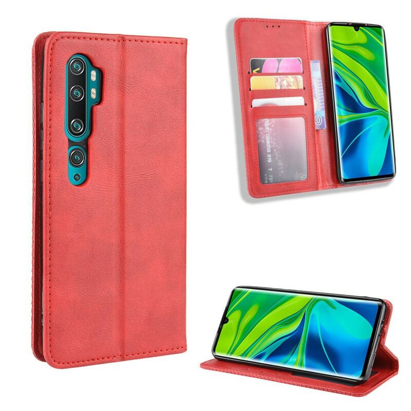 Capa De Celular Para Xiaomi Mi Note 10 / 10 Pro Flip Efeito Couro Vintage Estilizado