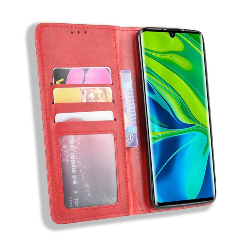 Capa De Celular Para Xiaomi Mi Note 10 / 10 Pro Flip Efeito Couro Vintage Estilizado
