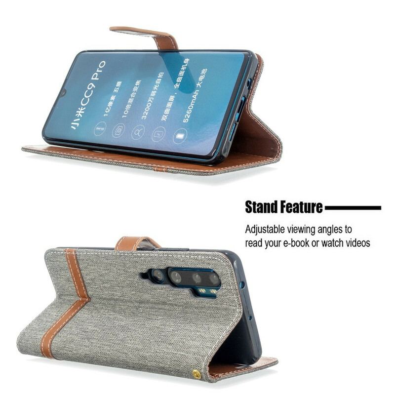 Capa De Couro Para Xiaomi Mi Note 10 / 10 Pro De Cordão Correia Efeito Tecido E Couro