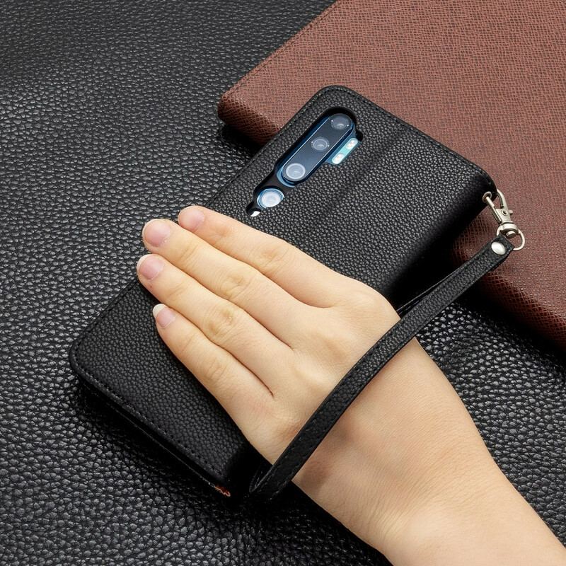 Capa De Couro Para Xiaomi Mi Note 10 / 10 Pro De Cordão Strappy Efeito Couro Lichia Colorida