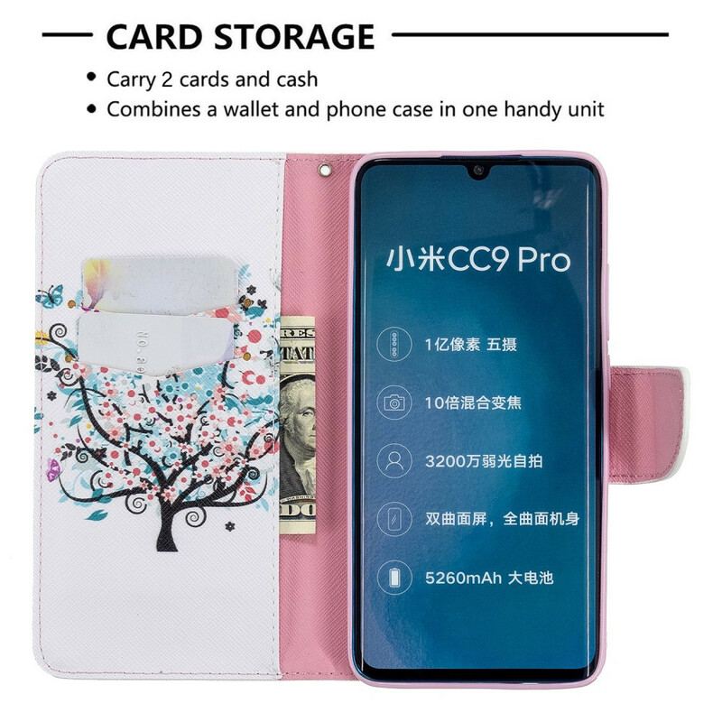 Capa Em Pele Para Xiaomi Mi Note 10 / 10 Pro Árvore Florida