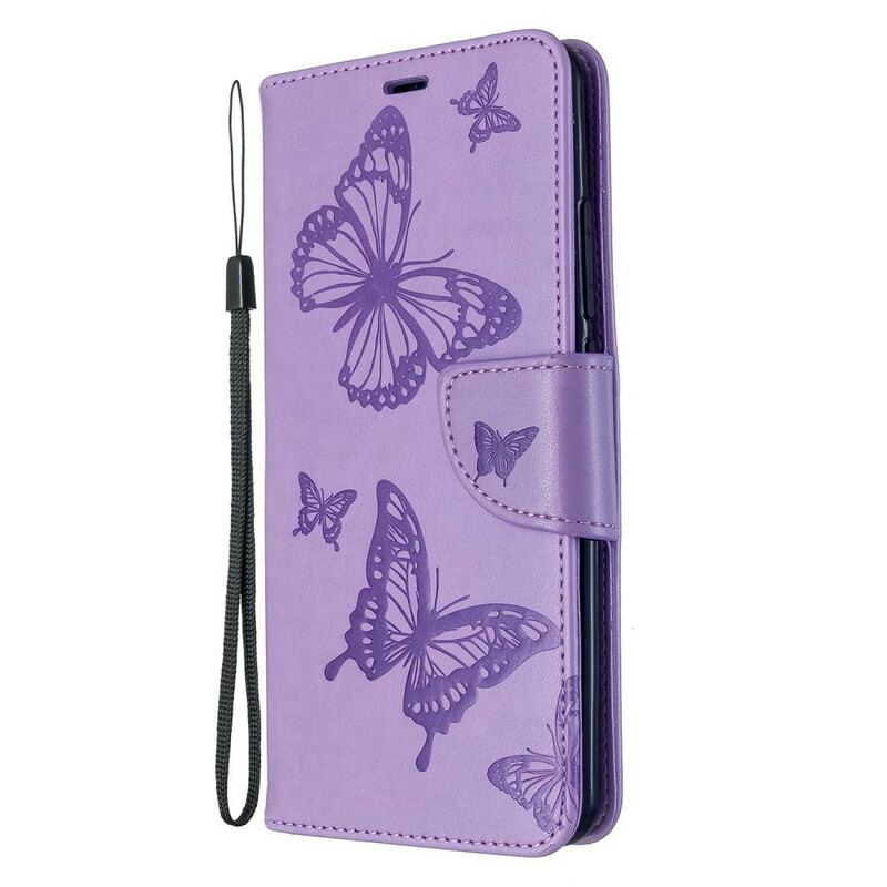 Capa Folio Para Xiaomi Mi Note 10 / 10 Pro De Cordão Strappy Estampado Borboletas