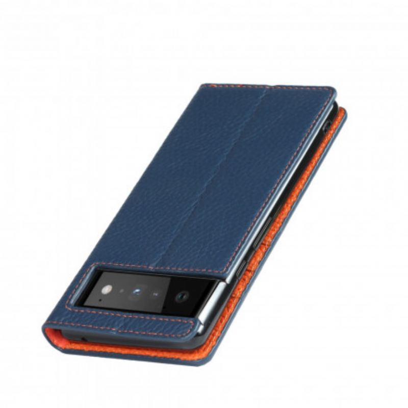 Capa De Celular Para Google Pixel 6 De Cordão Flip Correia De Couro Litchi Genuíno