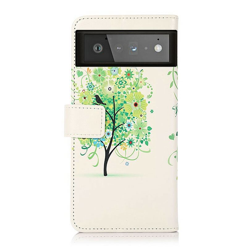Capa De Couro Para Google Pixel 6 Árvore Florida